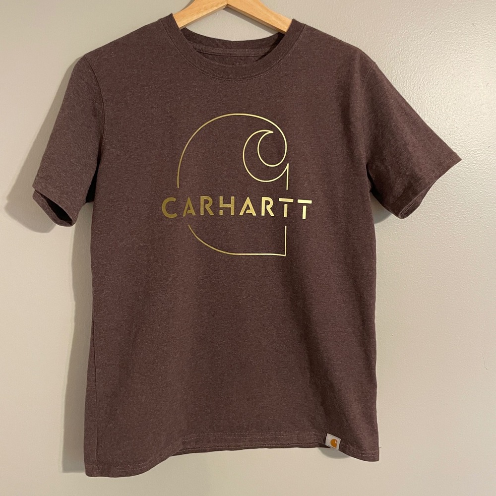 Carhartt Graphic Tee Womens Small Brown Loose Fit Workwear